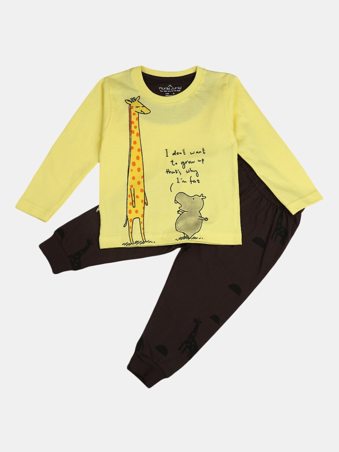 

V-Mart Kids Yellow & Black Printed T-shirt with Joggers