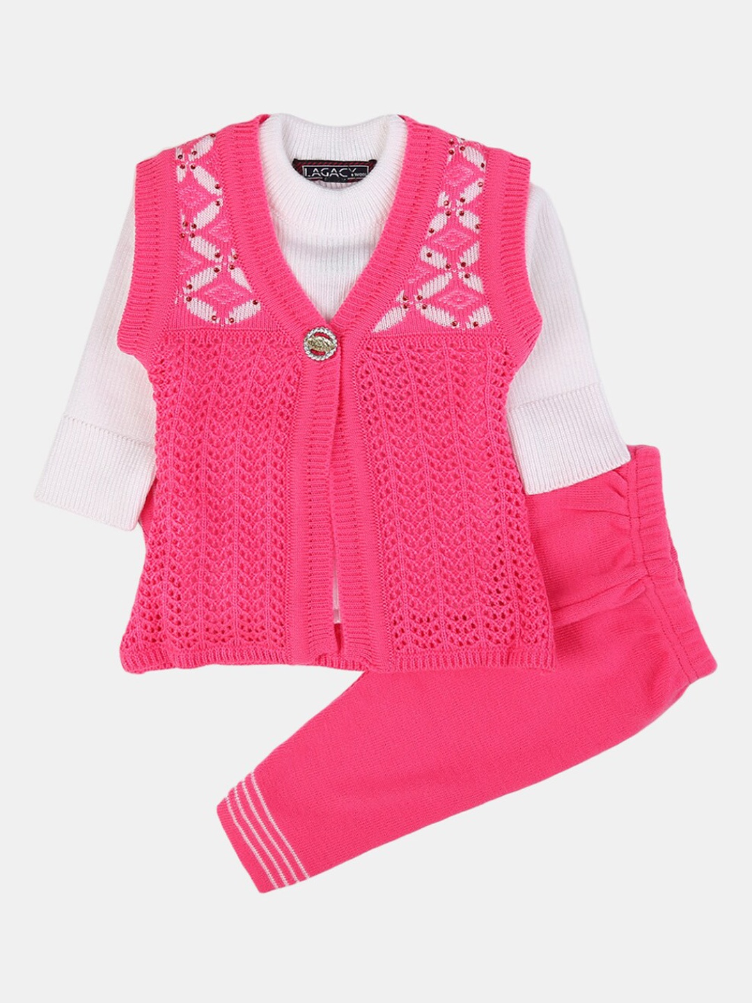 

V-Mart Kids Pink & White Top with Trousers