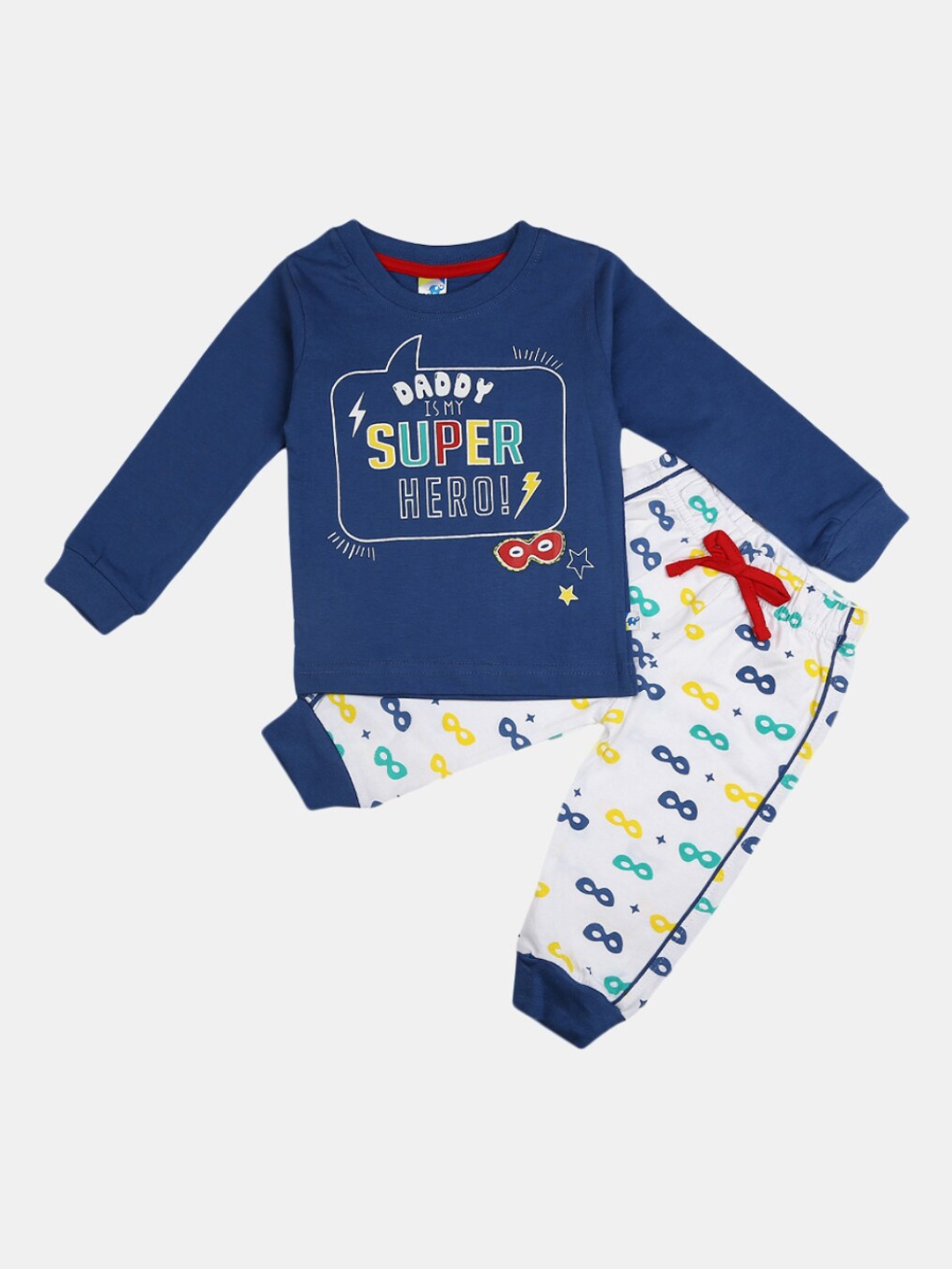 

V-Mart Unisex Kids Navy Blue & White Printed T-shirt with Trousers