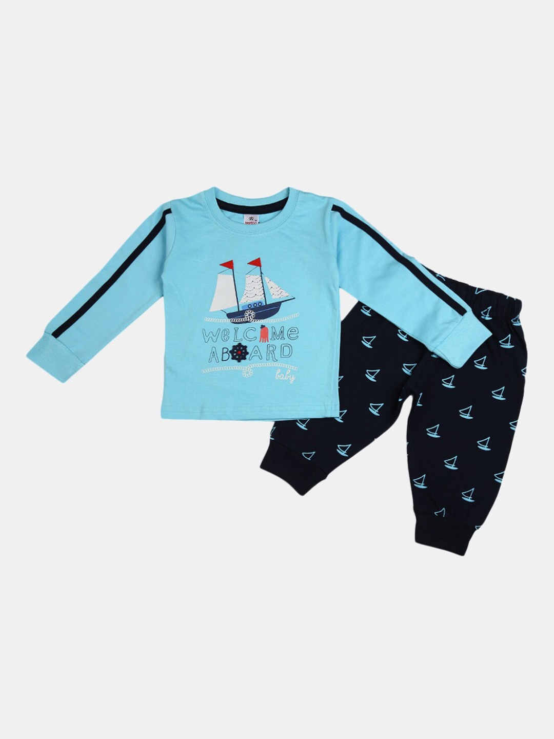 

V-Mart Unisex Kids Blue Printed T-shirt with Trousers