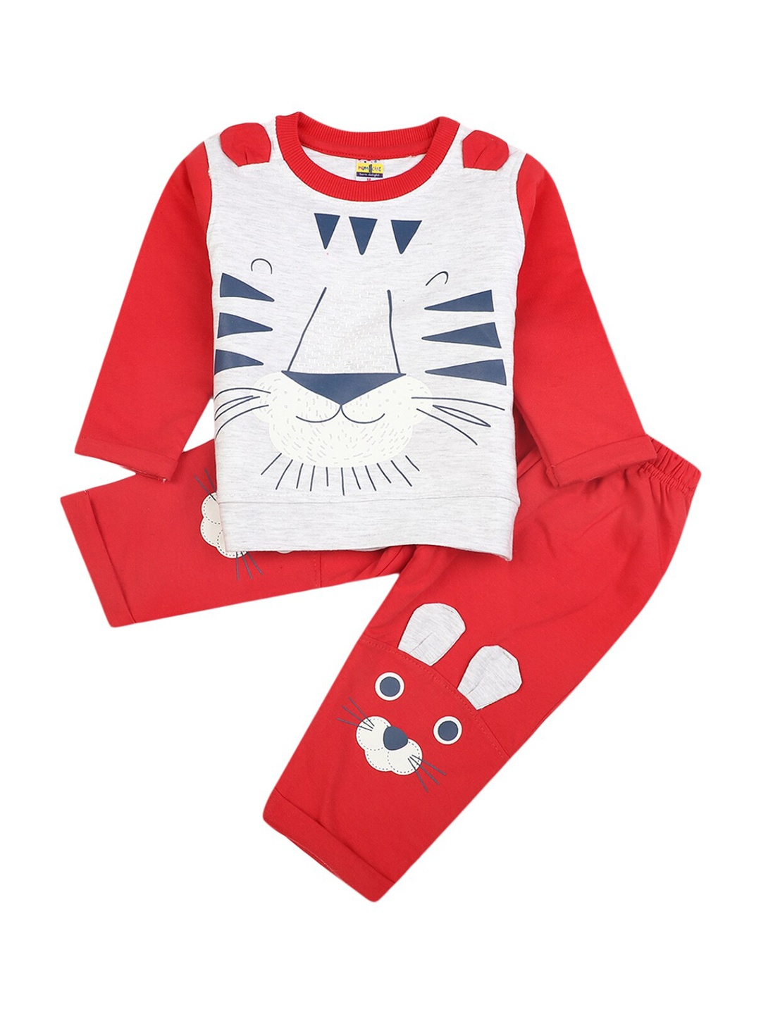 

V-Mart Kids Coral Red & White Printed T-shirt with Pyjama