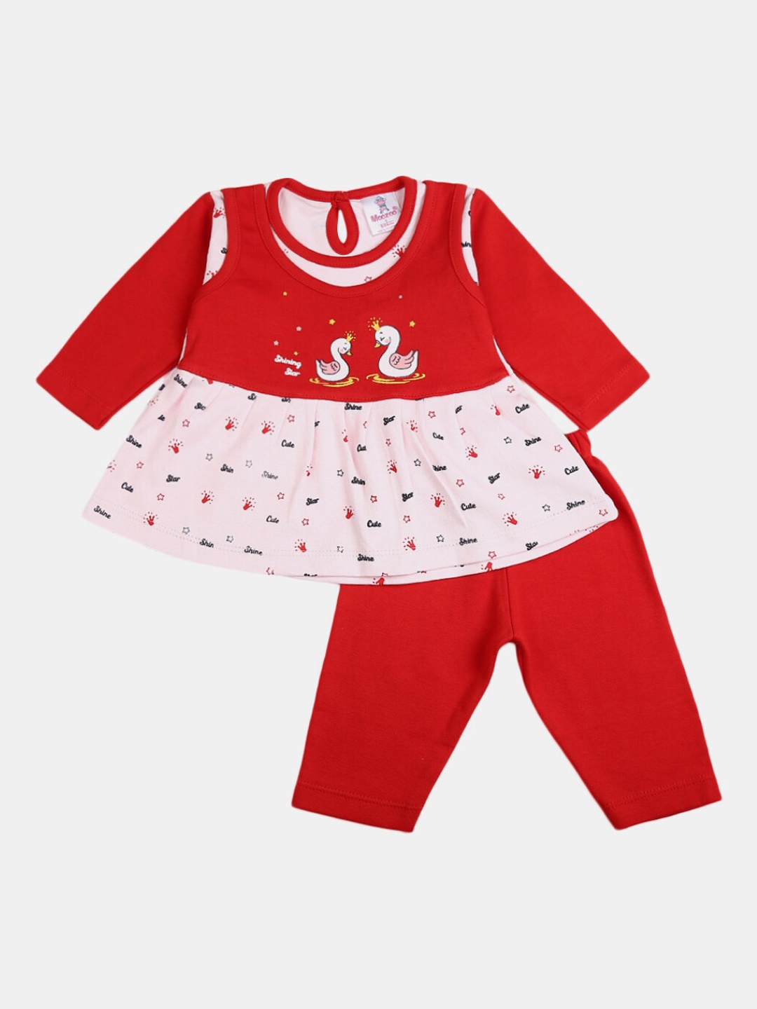 

V-Mart Girls Red & White Printed Top with Shorts