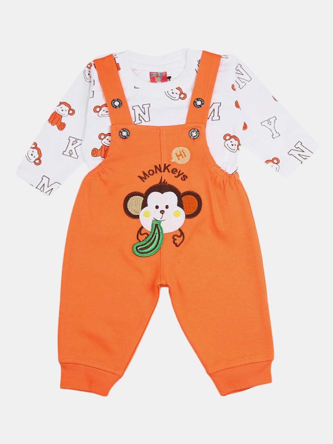 

V-Mart Kids Orange & White Printed Clothing Set