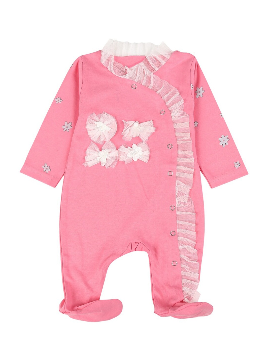 

V-Mart Infants Pink Solid Cotton Sleepsuit