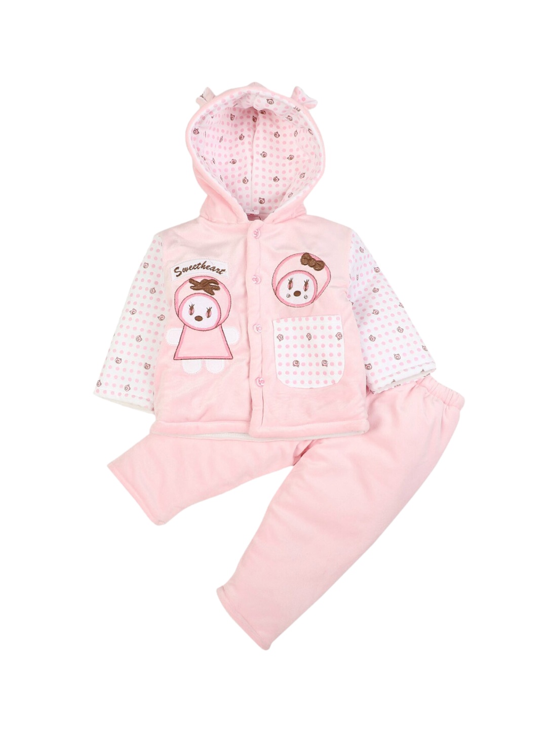 

V-Mart Unisex Kids Pink & White Printed Clothing Set