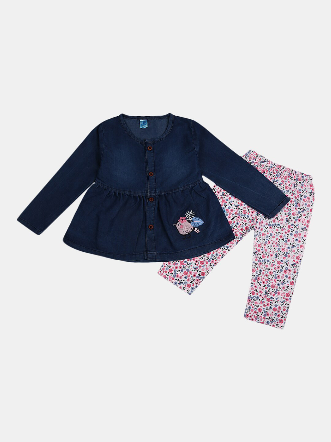 

V-Mart Girls Pink & Blue Top with Leggings