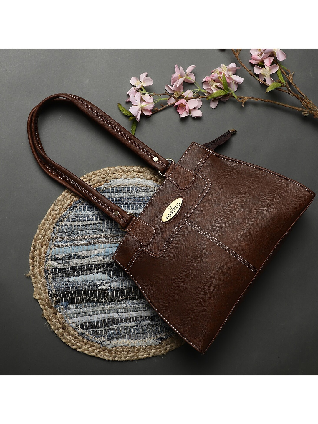 

Fostelo Women Brown PU Structured Shoulder Bag