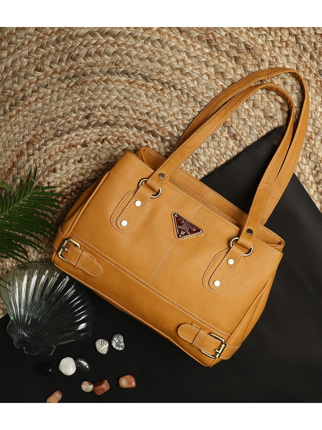 

Fostelo Mustard PU Structured Handheld Bag