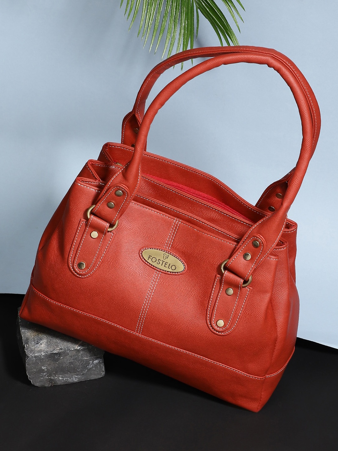 

Fostelo Red PU Structured Handheld Bag