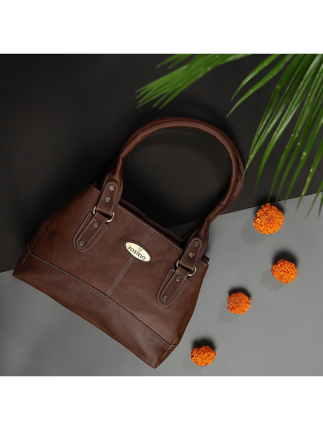 

Fostelo Brown PU Structured Shoulder Bag