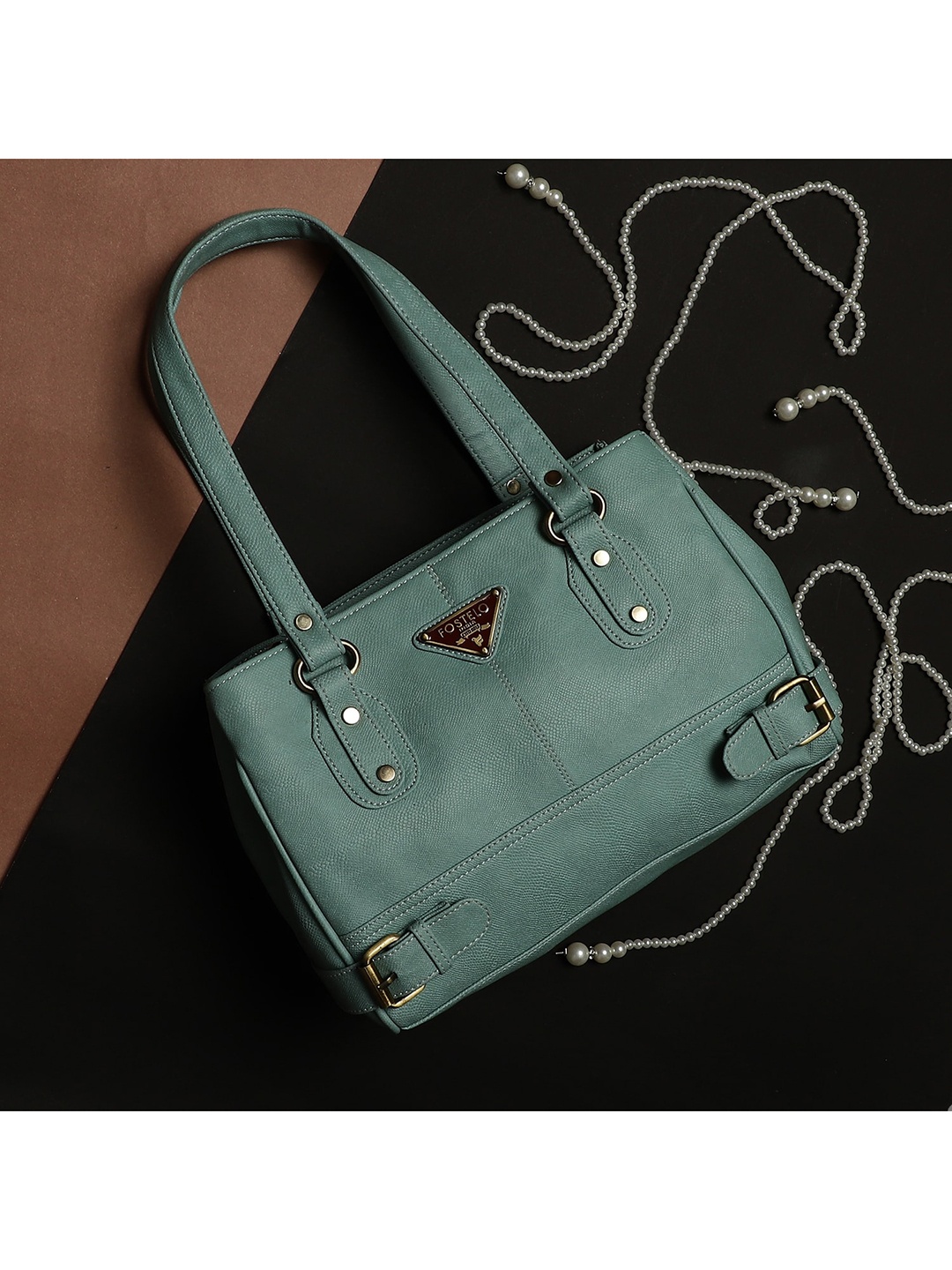 

Fostelo Turquoise Blue PU Structured Shoulder Bag