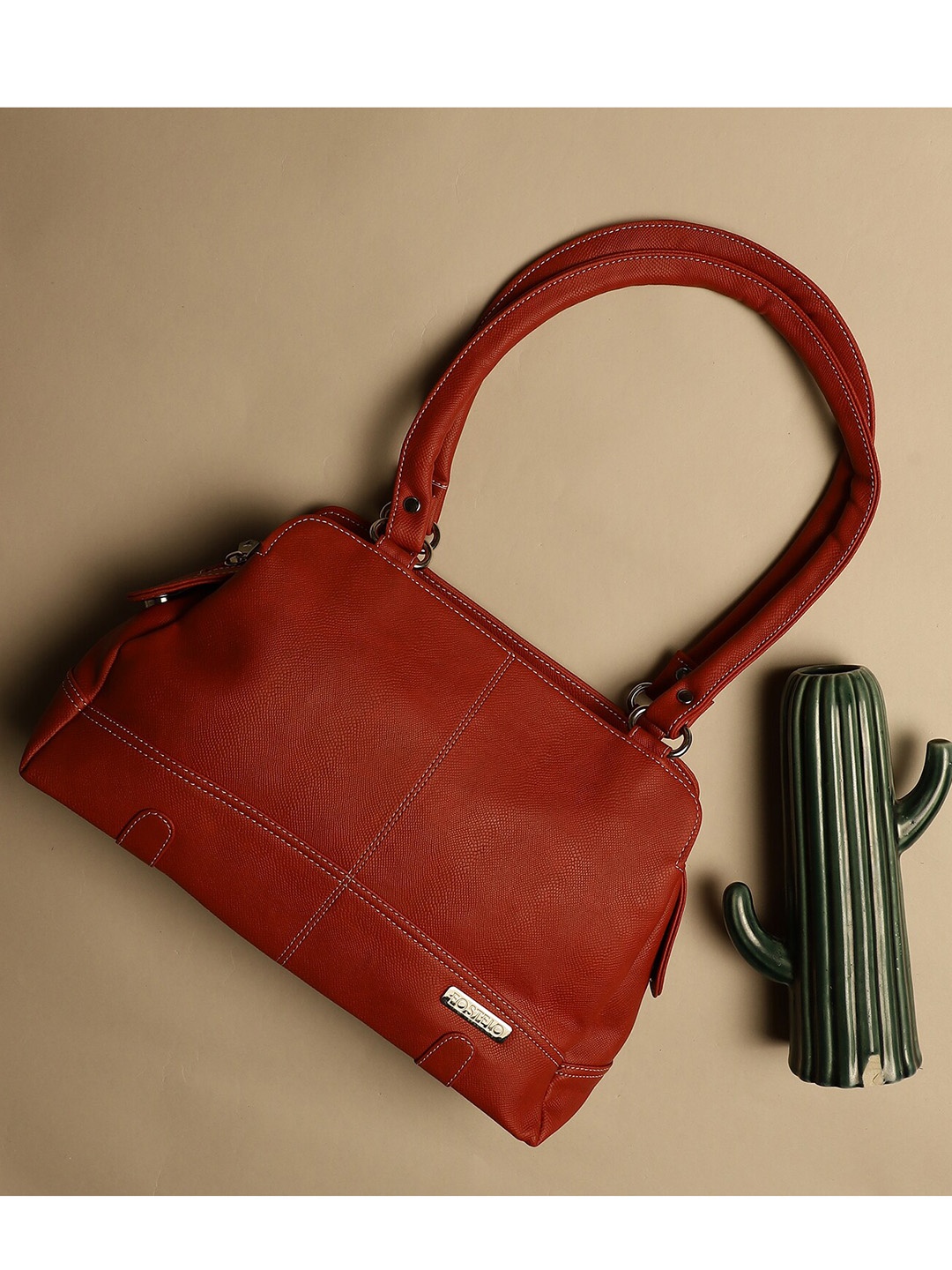 

Fostelo Red PU Structured Shoulder Bag