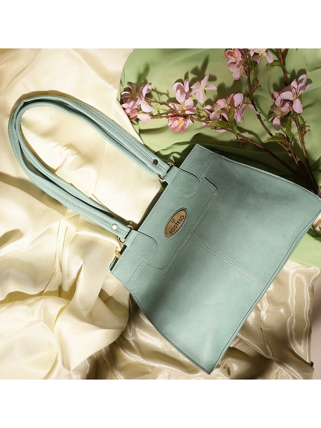 

Fostelo Turquoise Blue PU Structured Handheld Bag