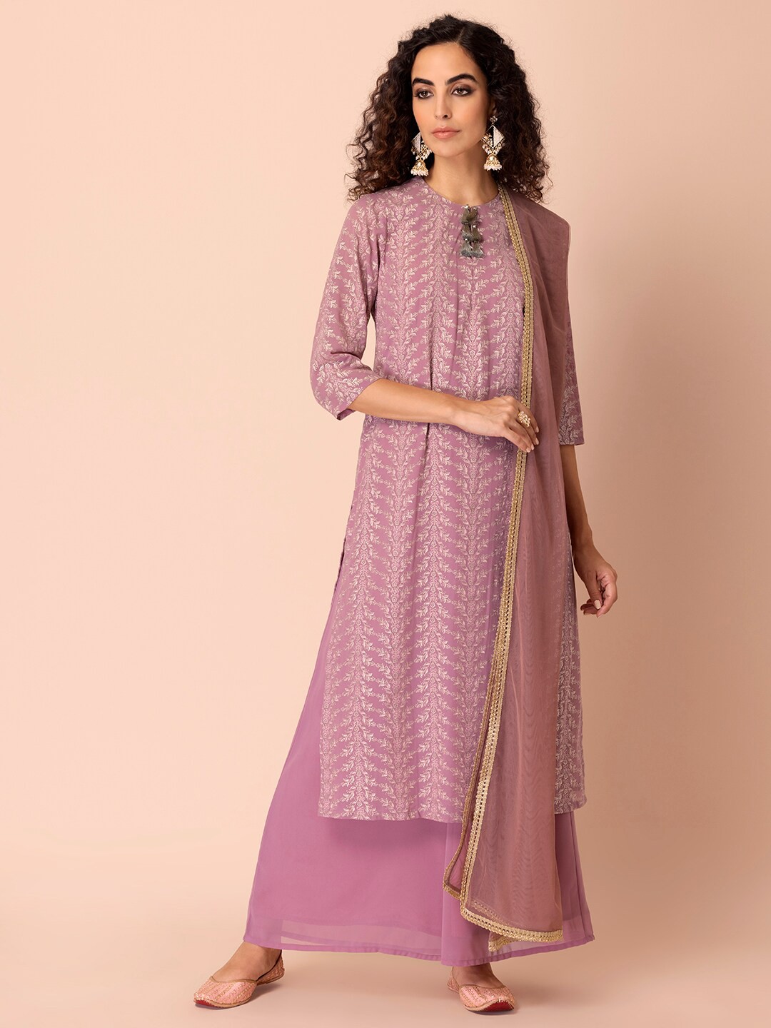 

INDYA Pink Dupatta with Gotta Patti