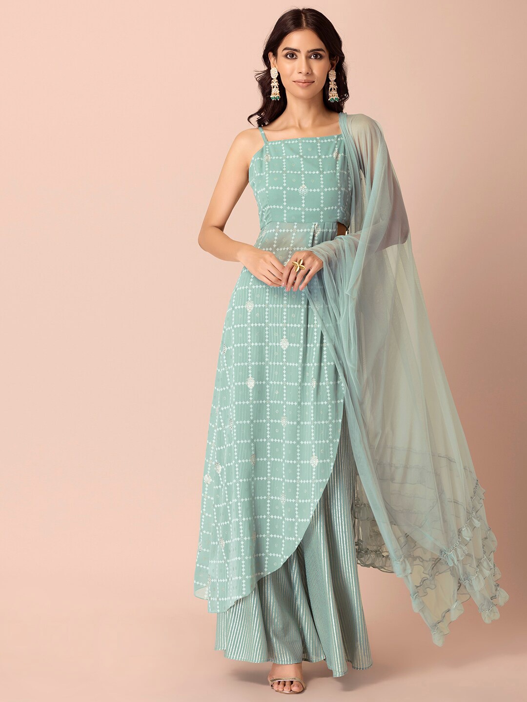 

Rang by Indya Net Dupatta With Gotta Patti, Green