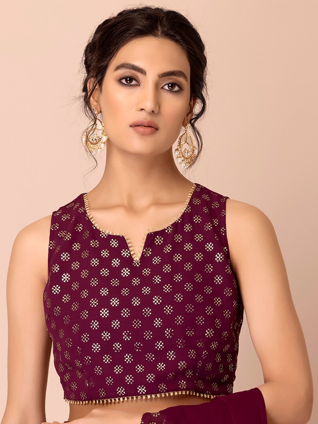 

Rang by Indya Purple Print Georgette Crop Top