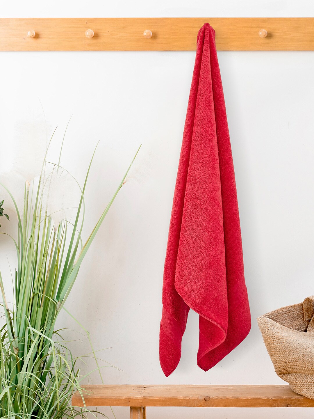 

Layers Red Solid 400 GSM Cotton Bath Towels