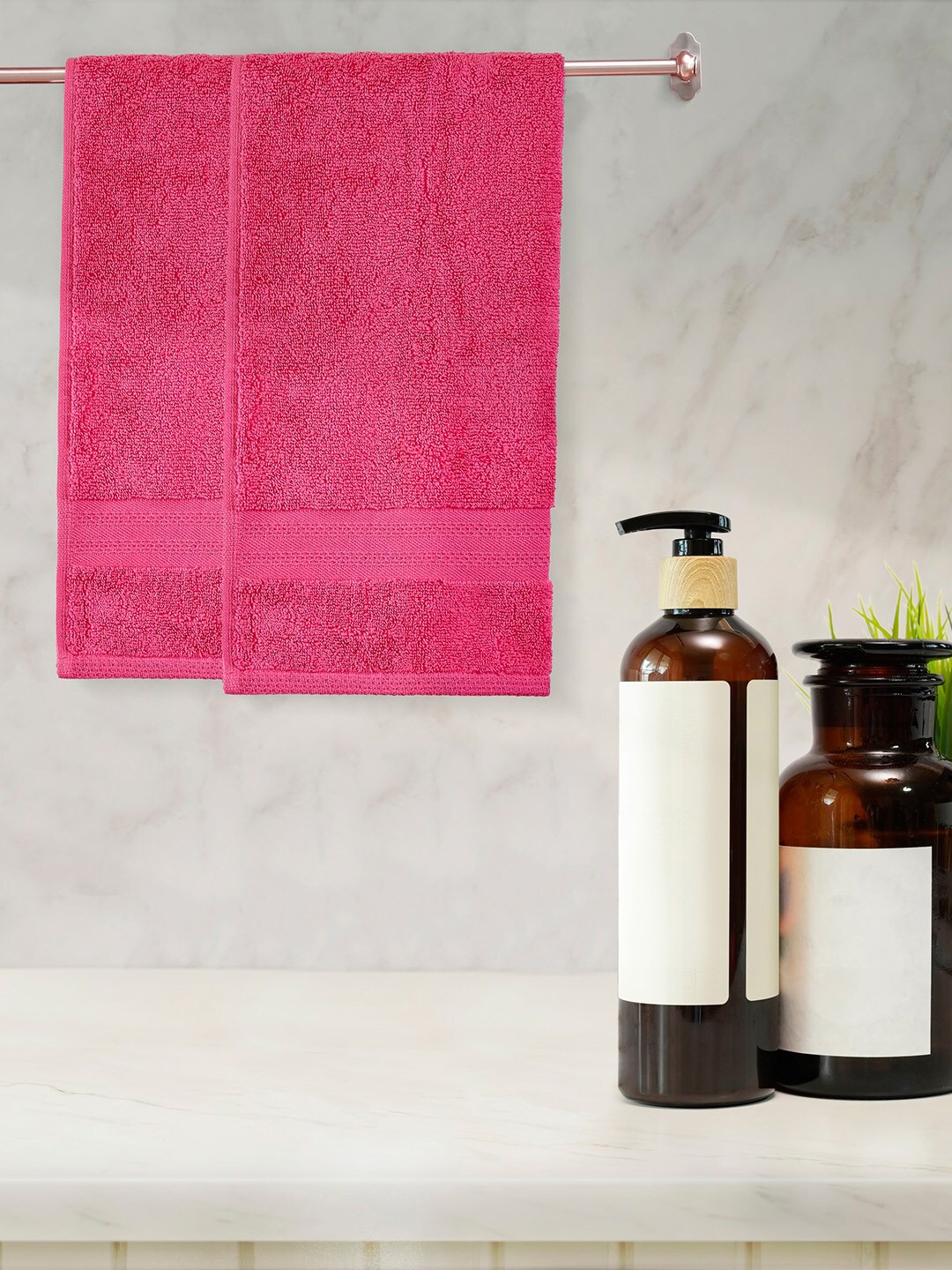

Layers Set Of 2 Fuchsia Pink Solid Pure Cotton 400 GSM Hand Towels