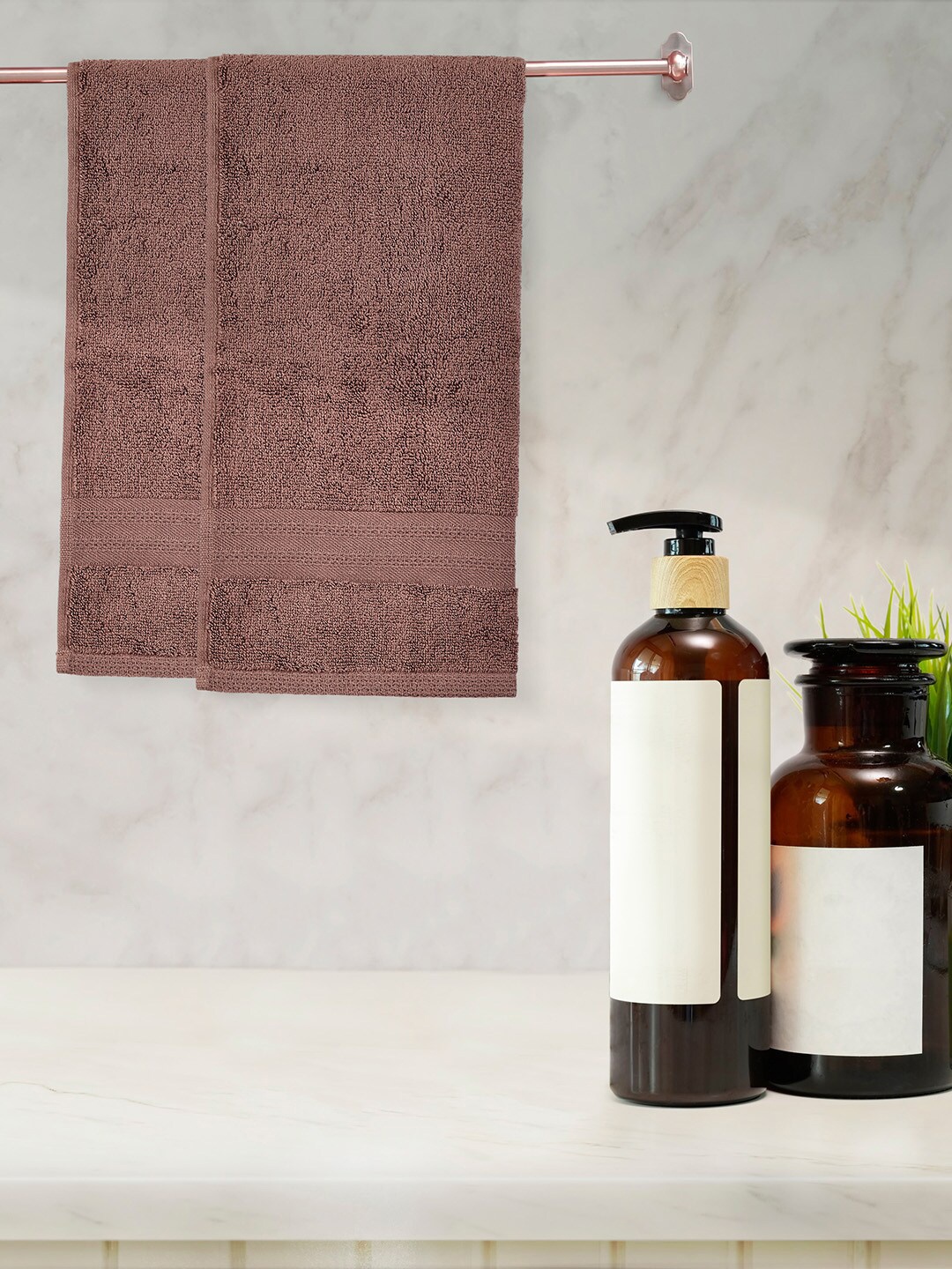 

Layers Set Of 2 Brown Solid Pure Cotton 400 GSM Hand Towels