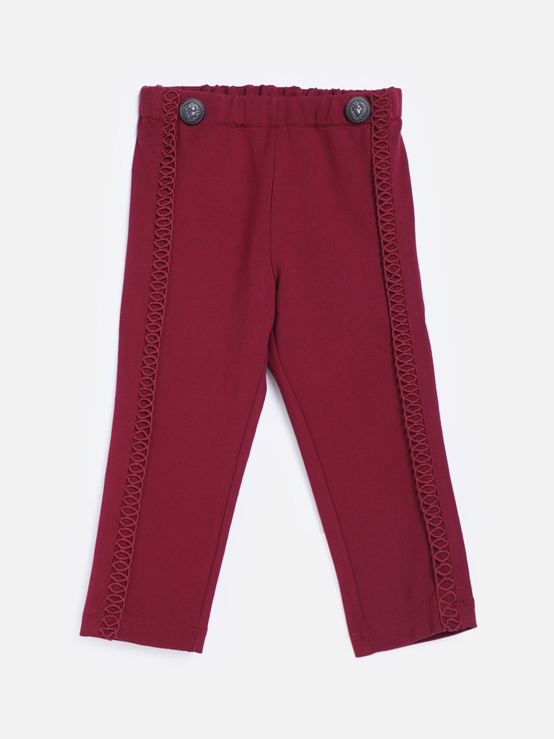 

One Friday Girls Burgundy Solid Ankle Length Leggings