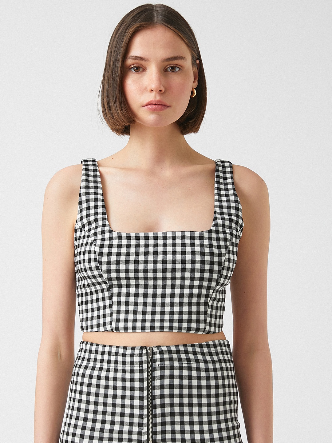 

Koton Black & White Checked Crop Top