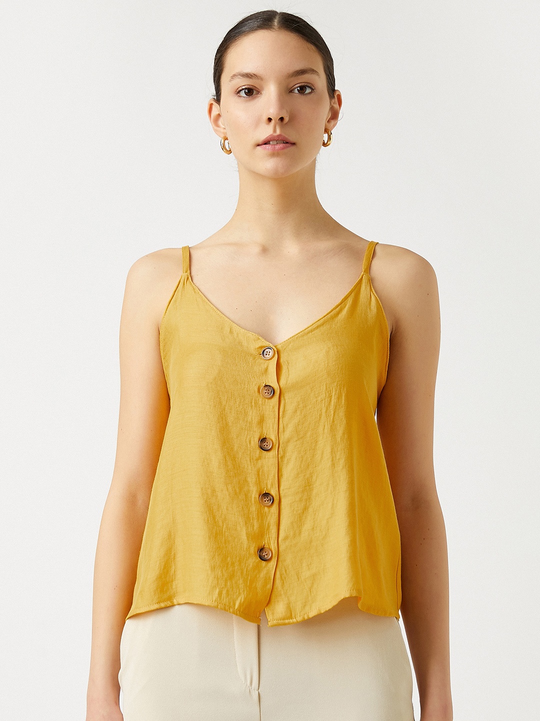 

Koton Mustard Yellow Button Detailed Top