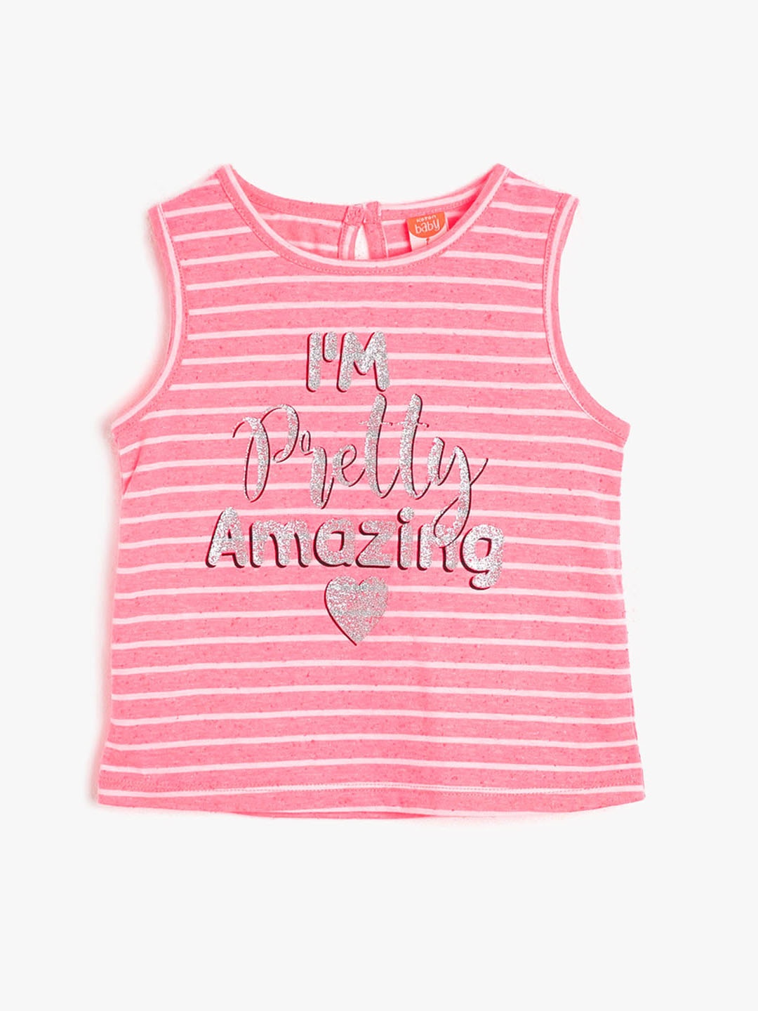 

Koton Infant Girls Pink & White Striped & Printed Top
