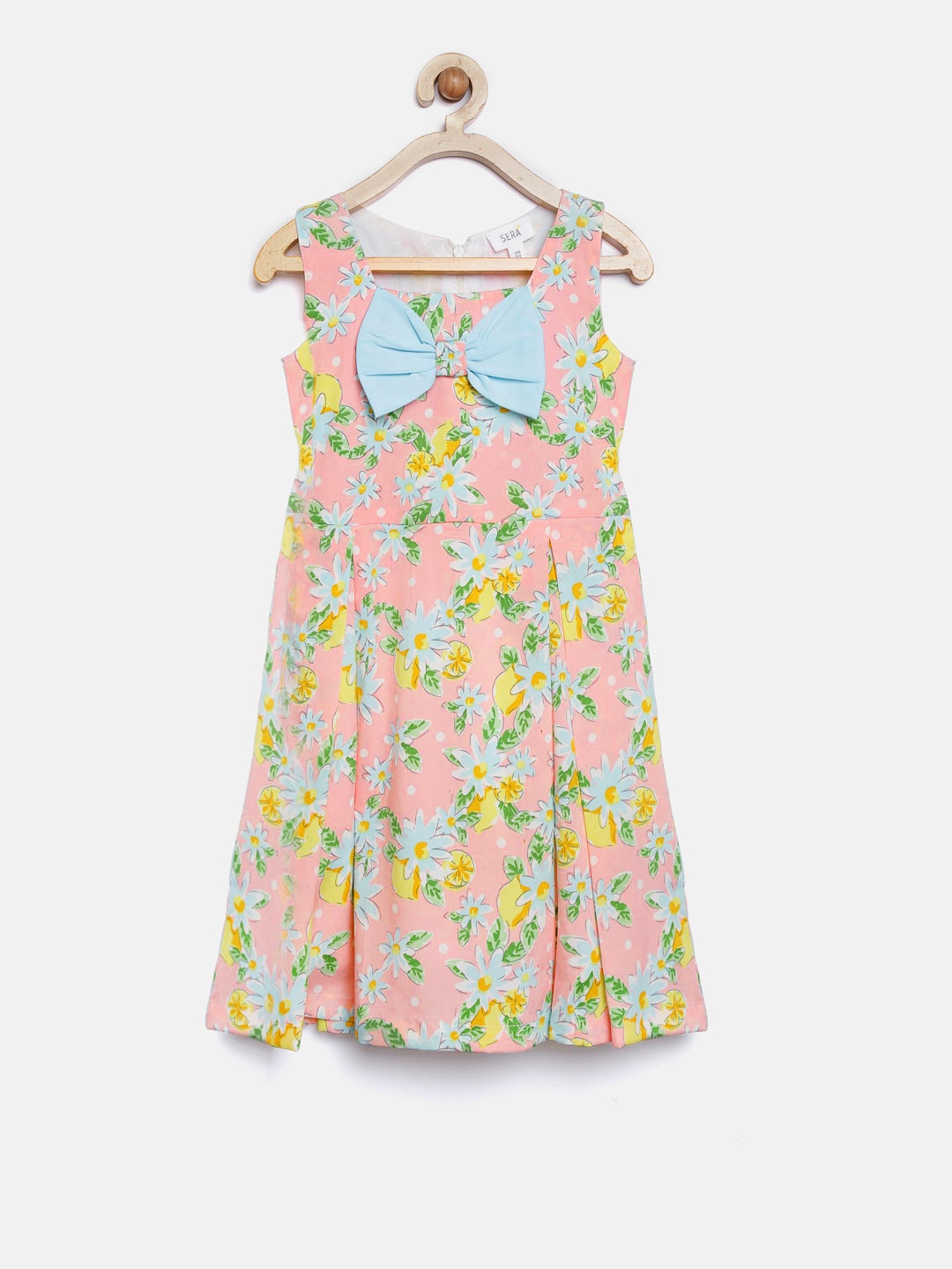 

Sera Girls Pink & Blue Floral Print Fit & Flare Dress