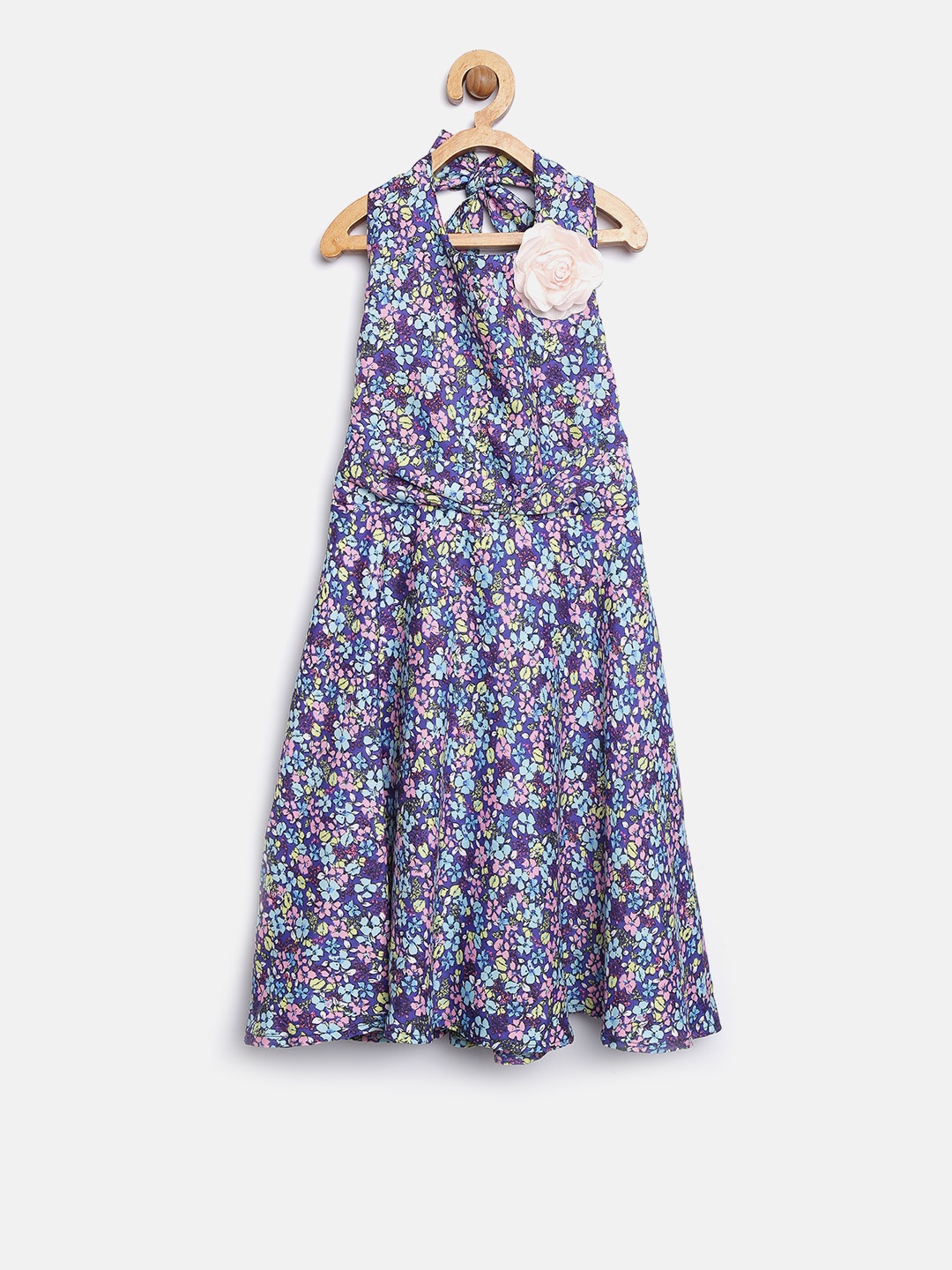 

Sera Girls Blue & Pink Floral Print Fit & Flare Dress