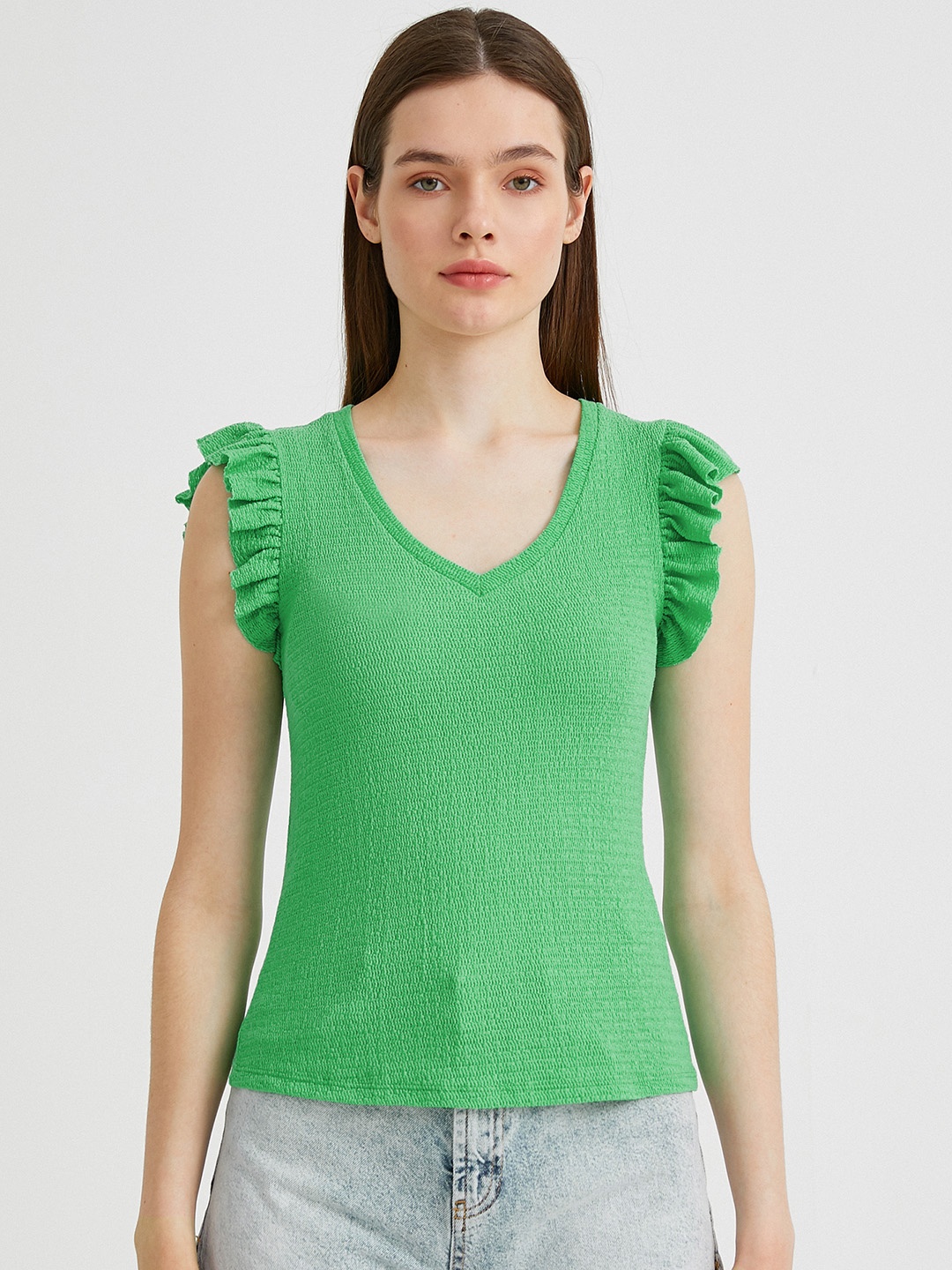 

Koton Green Ruffles Top