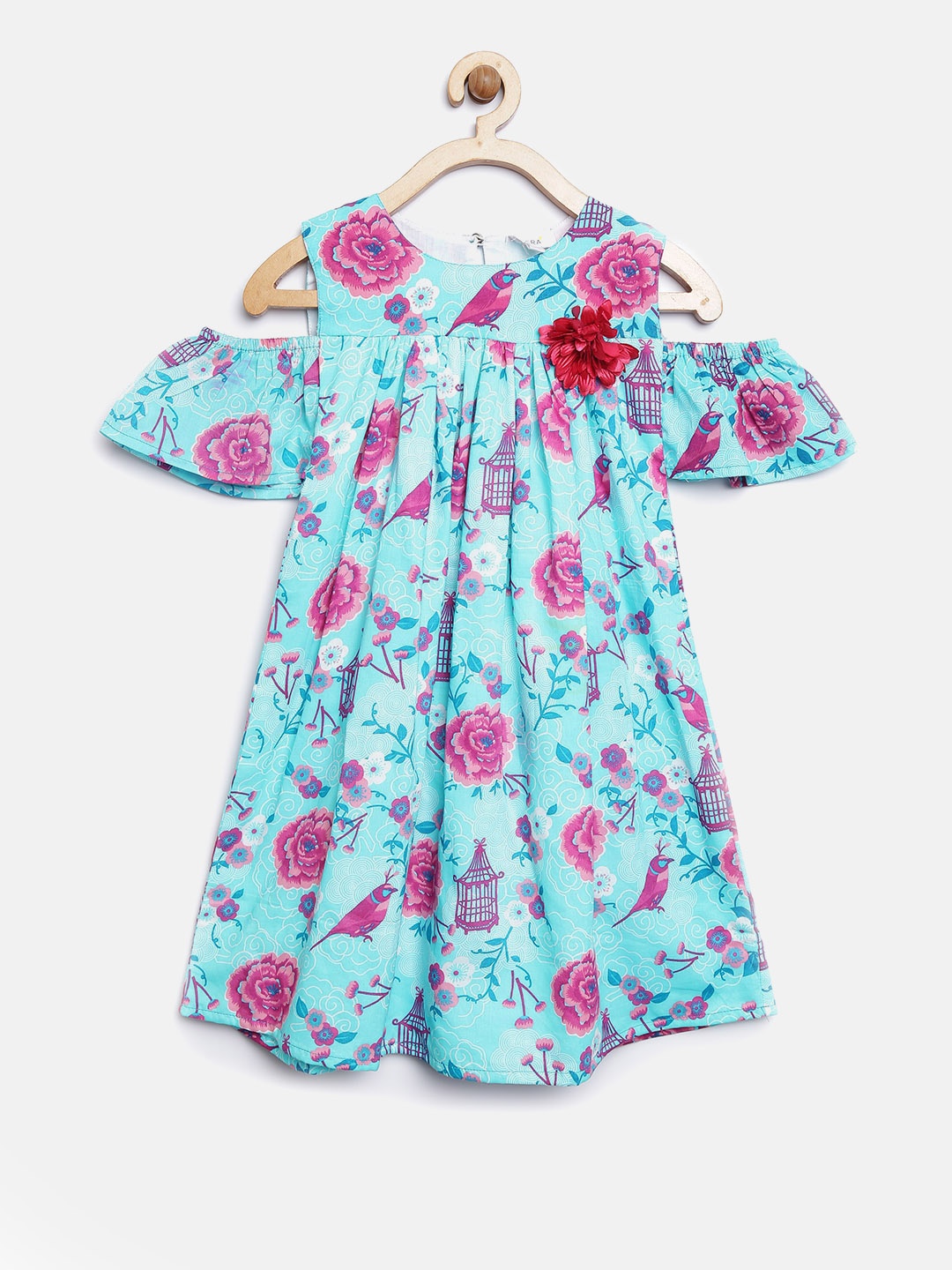 

Sera Girls Blue & Pink Floral Print A-Line Dress