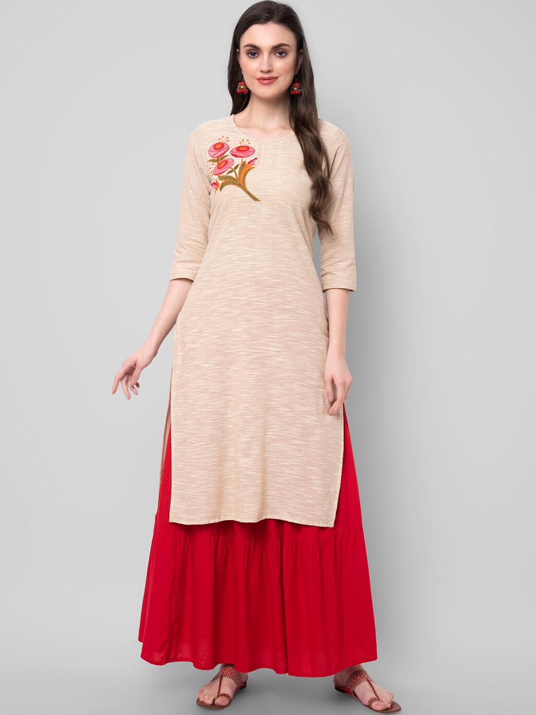 

Sanganeri Kurti Women Multicoloured Pure Cotton Kurta with Palazzos, Multi