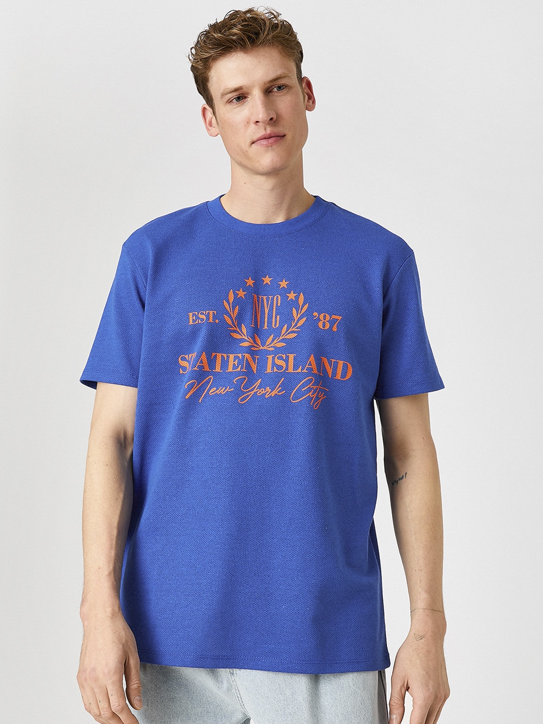 

Koton Men Blue Typography Printed T-shirt