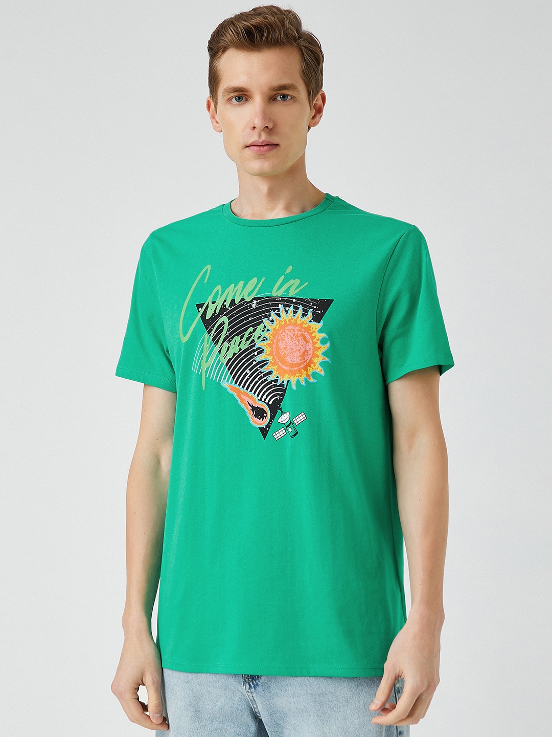 

Koton Men Green & Black Printed T-shirt