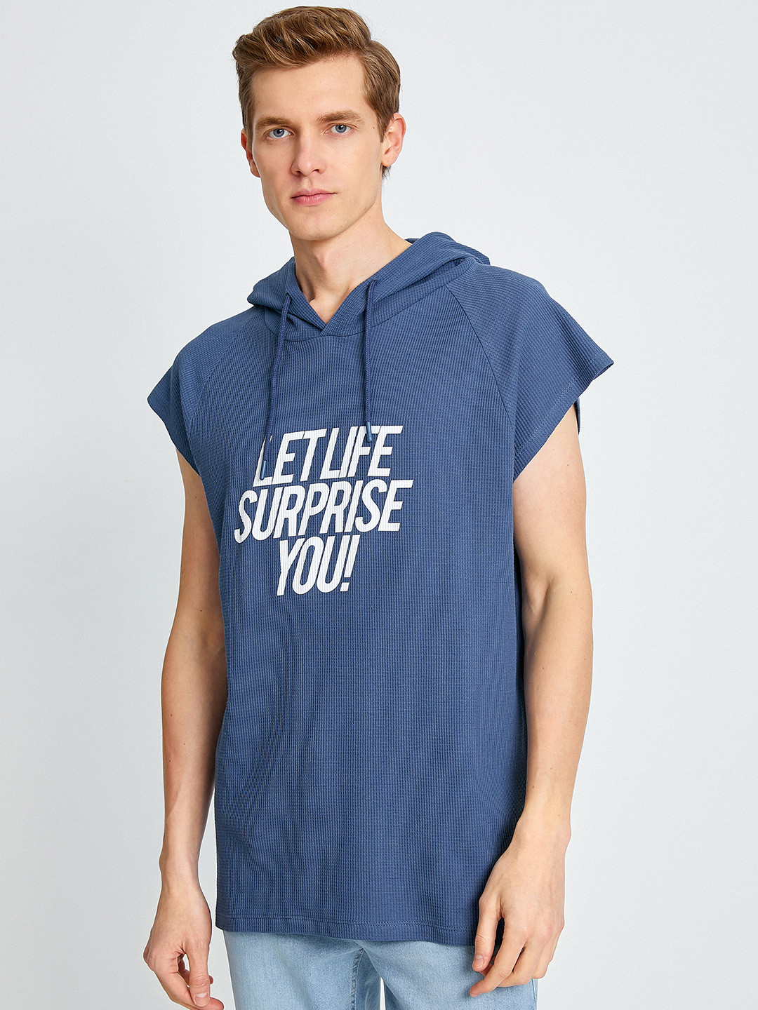 

Koton Men Navy Blue & White Typography Printed Pure Cotton T-shirt