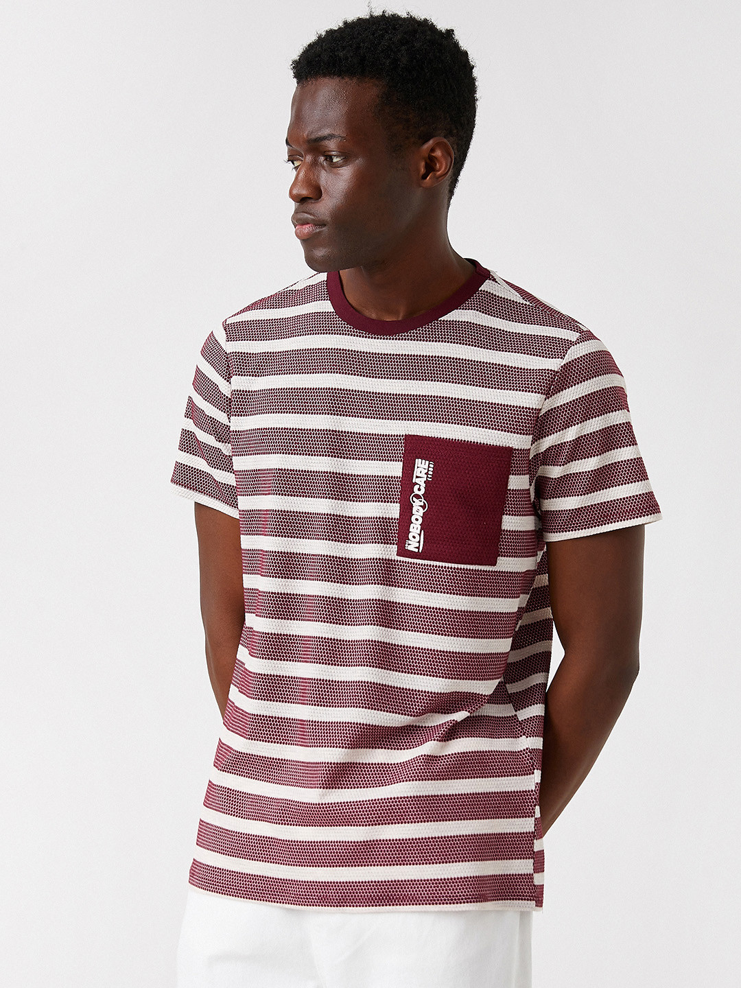 

Koton Men Maroon & White Striped T-shirt