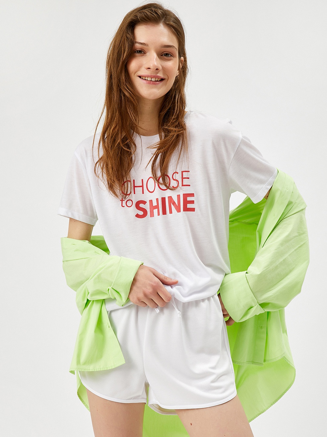 

Koton Women White & Red Typography Printed Drop-Shoulder Sleeves T-shirt