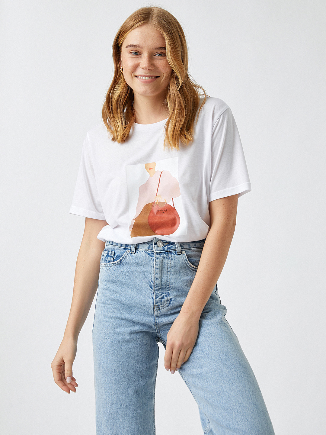 

Koton Women Off White & Orange Printed T-shirt