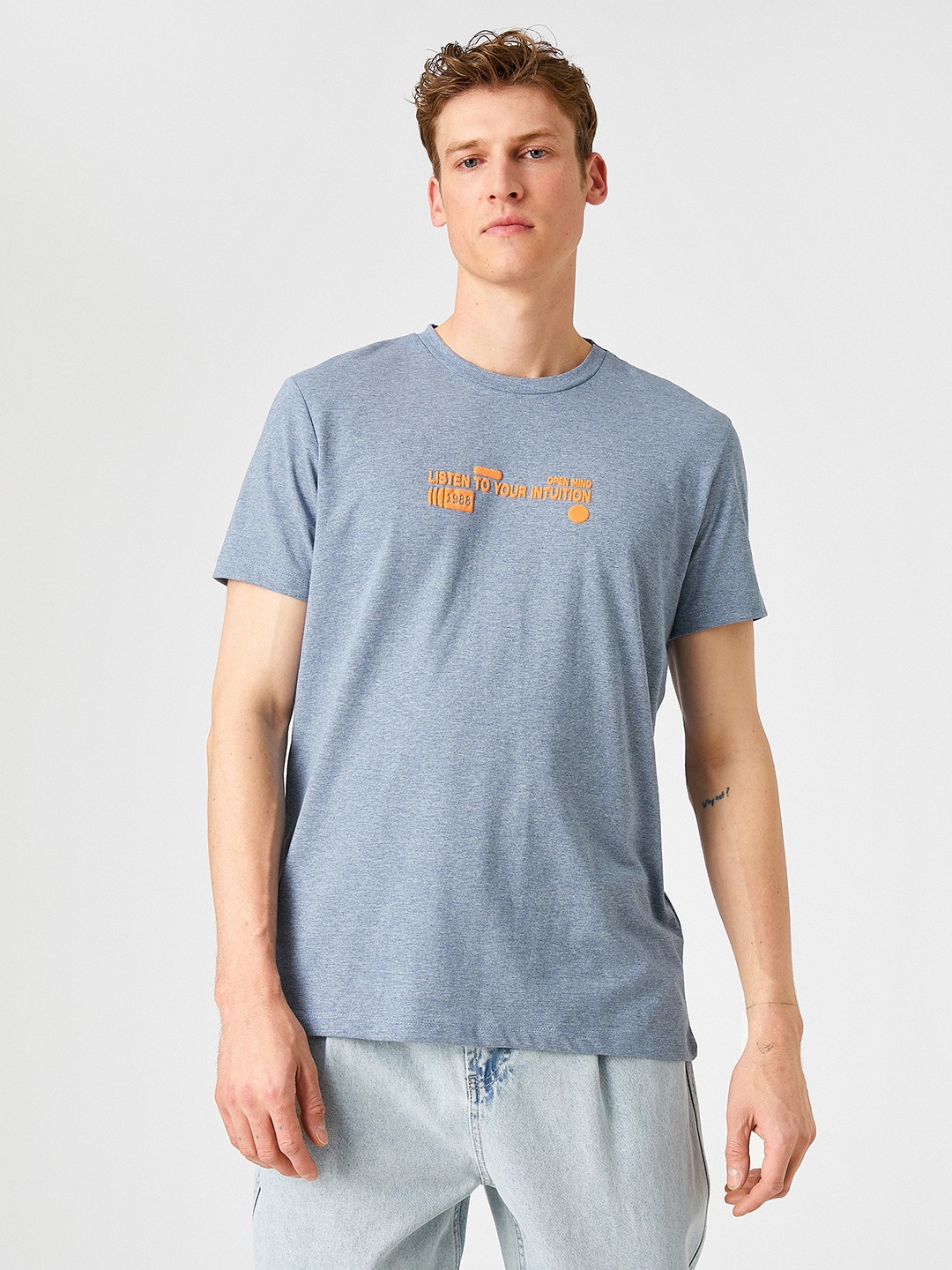 

Koton Blue Typography Printed Regular Fit T-shirt