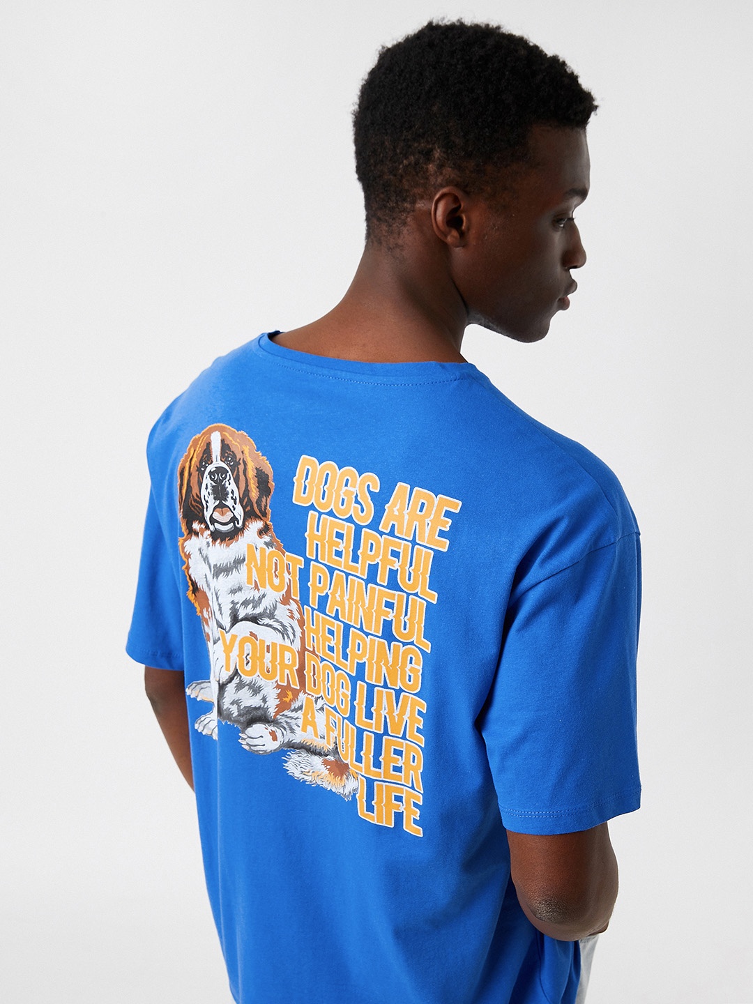 

Koton Men Blue Back Printed Pure Cotton T-shirt