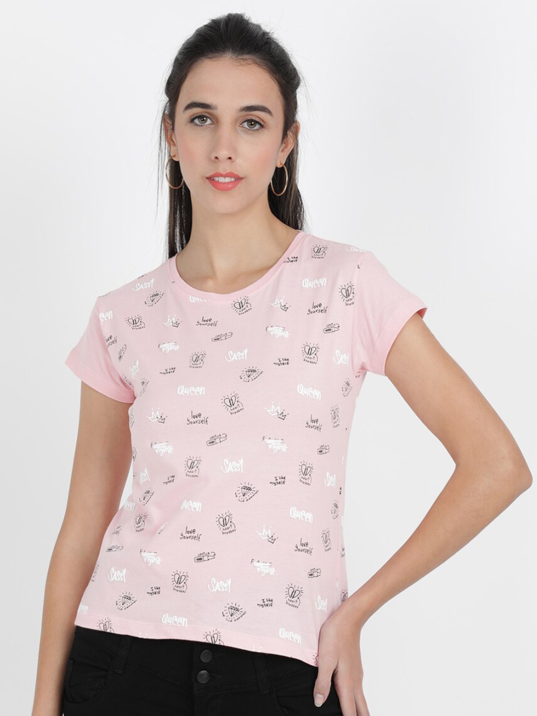 

V2 Value & Variety Women Pink Graphic Print Top