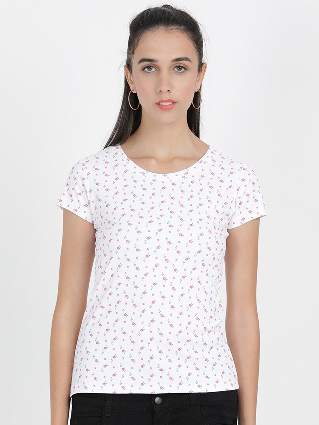 

V2 Value & Variety Women White Floral Print Top