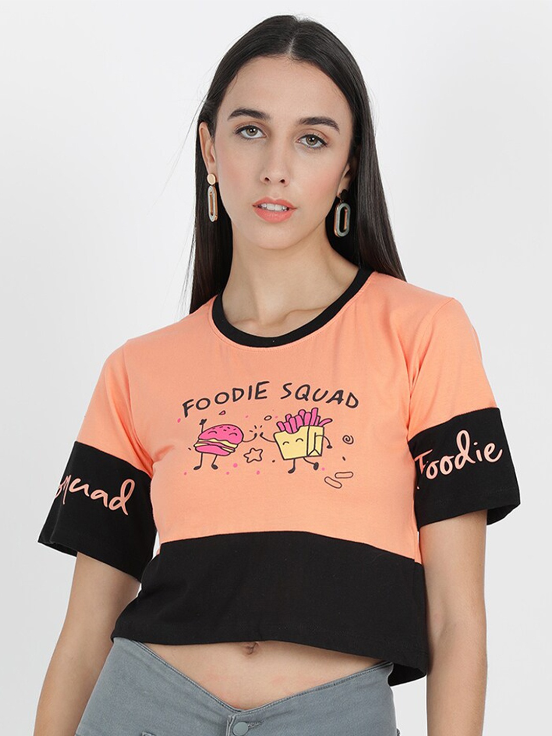 

V2 Value & Variety Coral Typography Print Crop Top