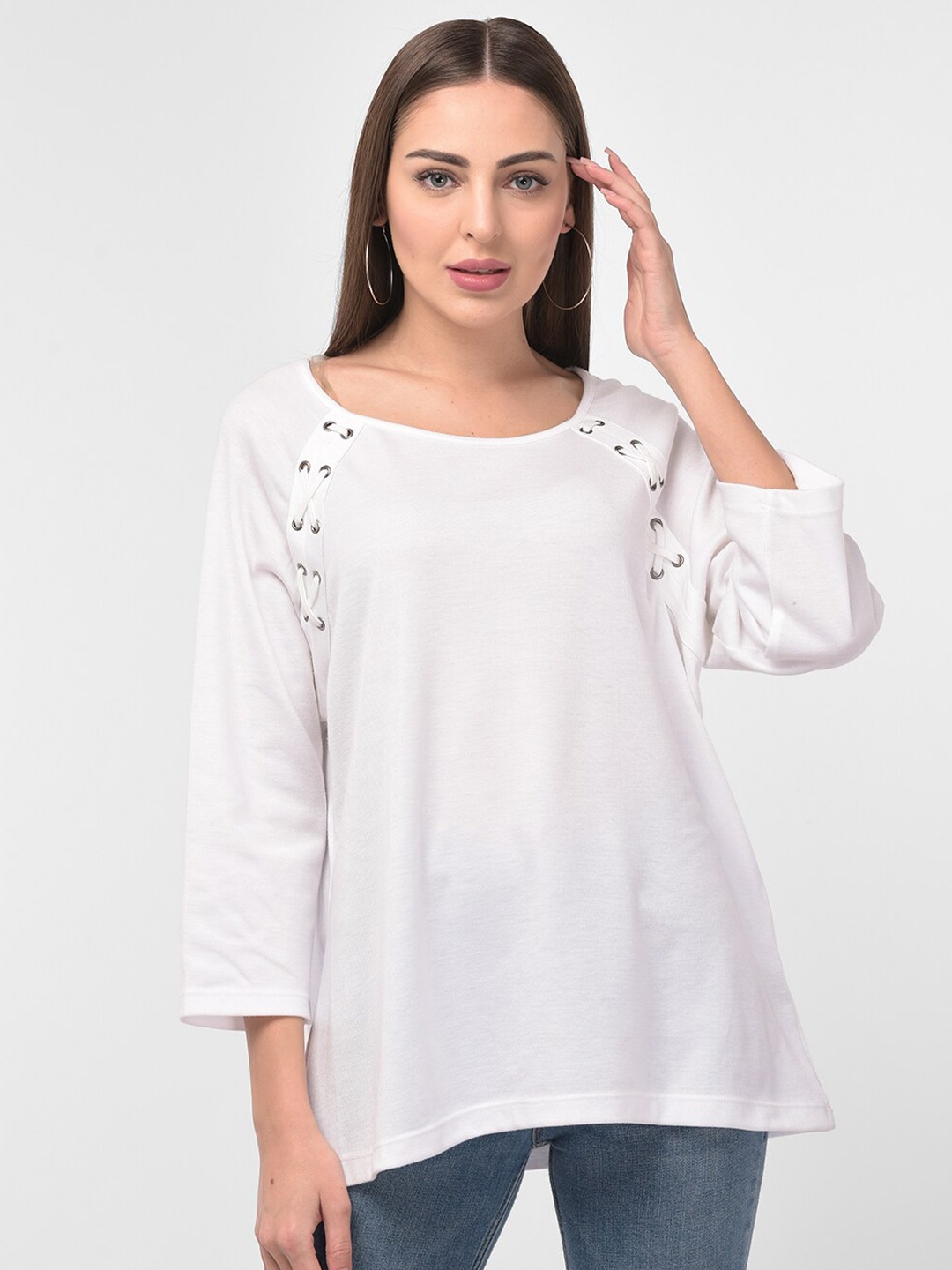 

250 DESIGNS Women White Lace Top