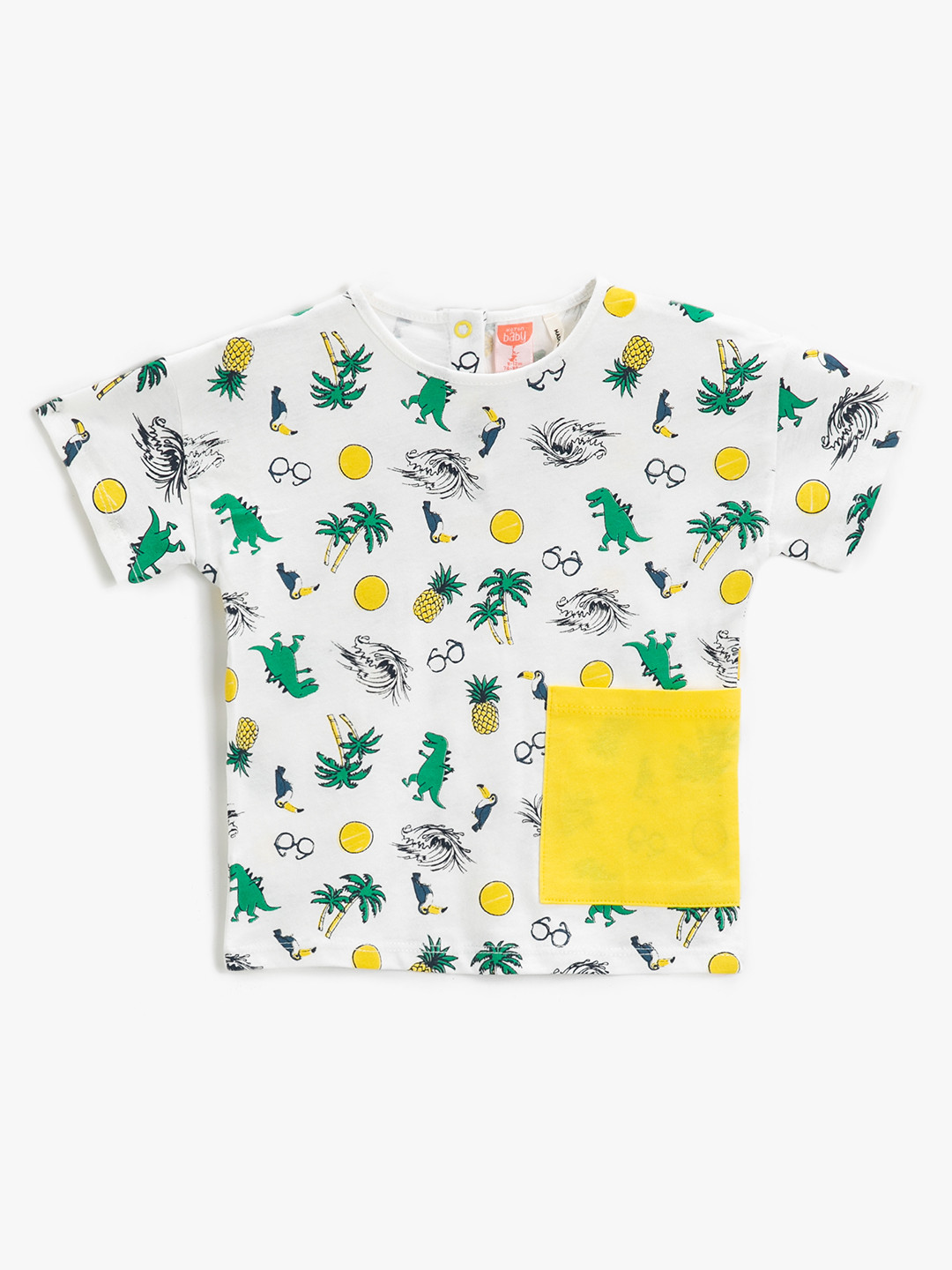 

Koton Boys White & Green Graphic Printed Pure Cotton T-shirt