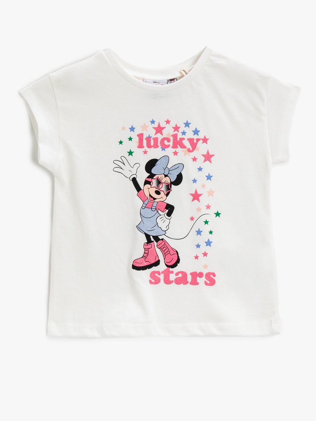 

Koton Girls Off White & Pink Minnie Mouse Print Pure Cotton T-shirt
