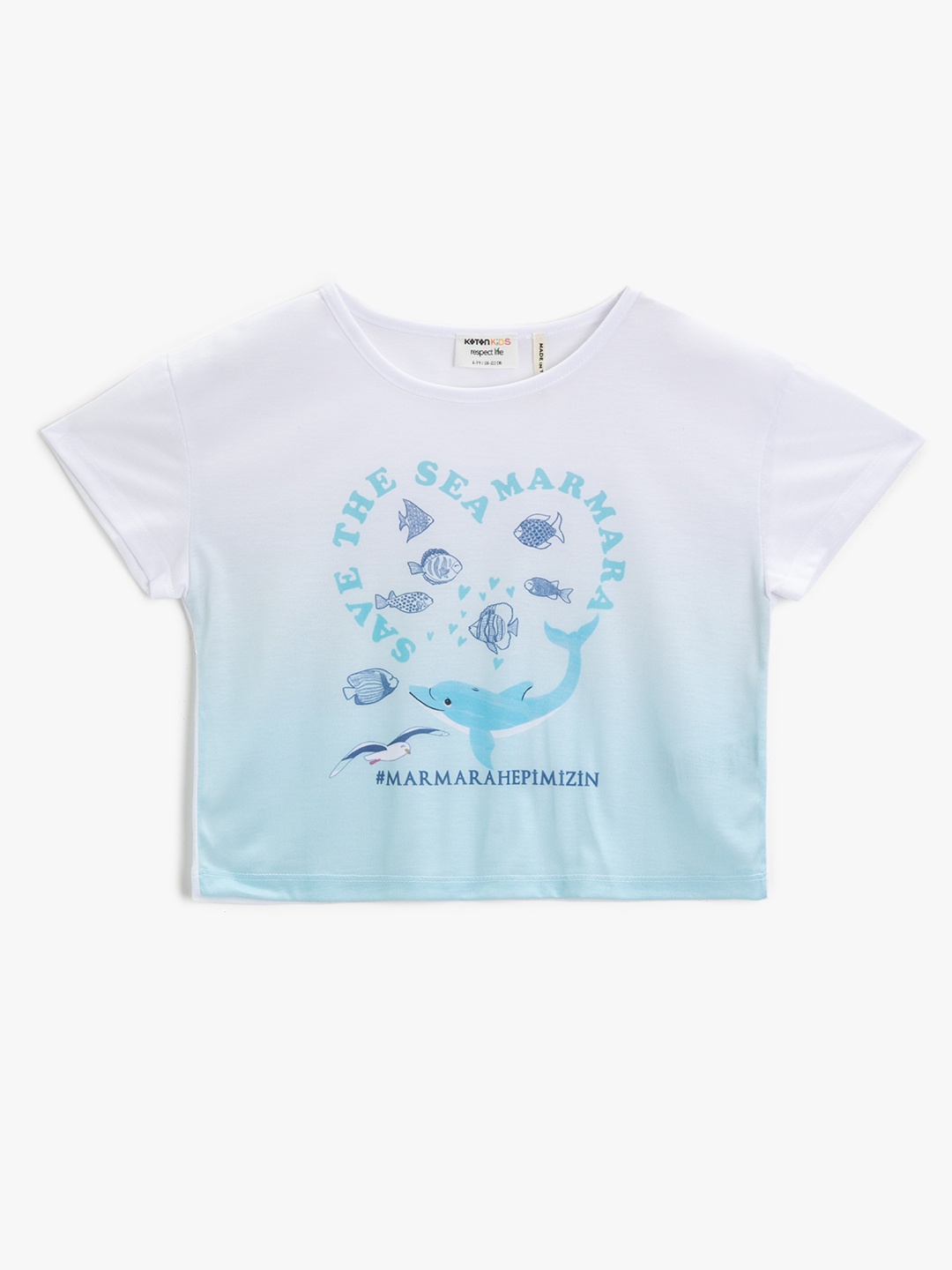 

Koton Girls White & Green Typography Printed T-shirt