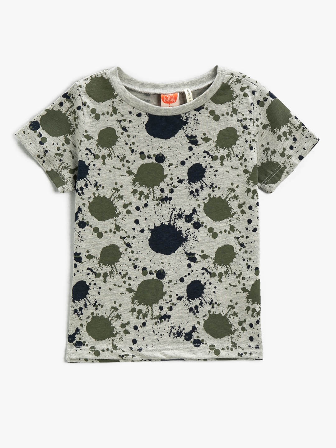 

Koton Boys Grey & Green Abstract Printed T-shirt
