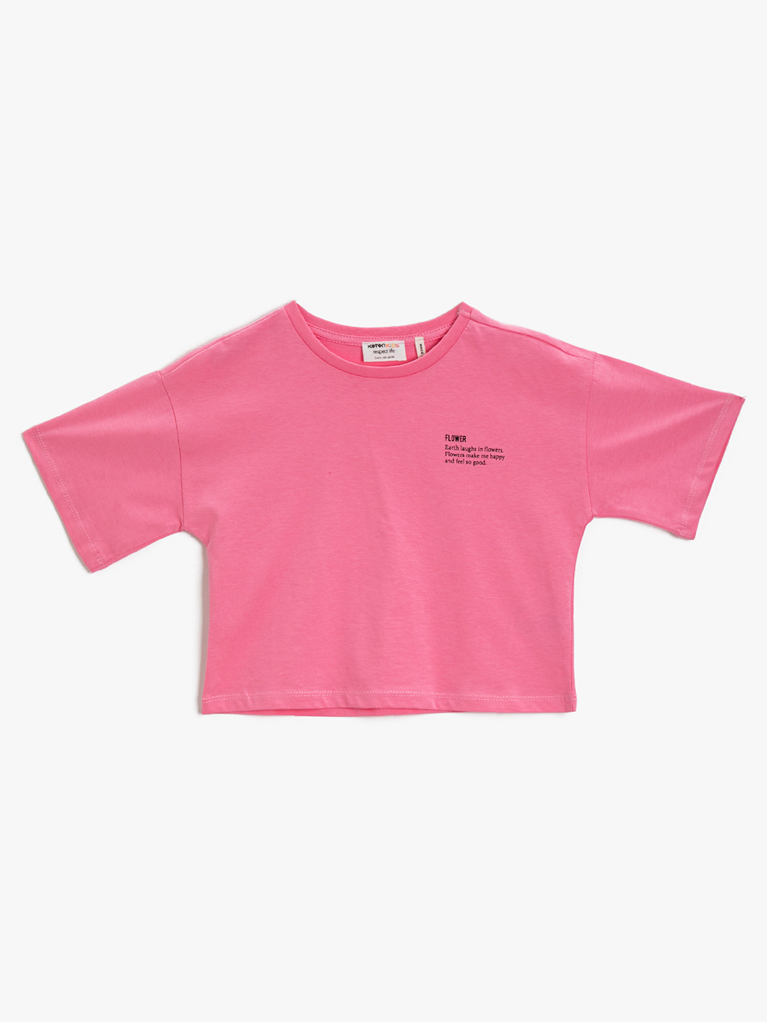 

Koton Girls Pink Solid Pure Cotton T-shirt