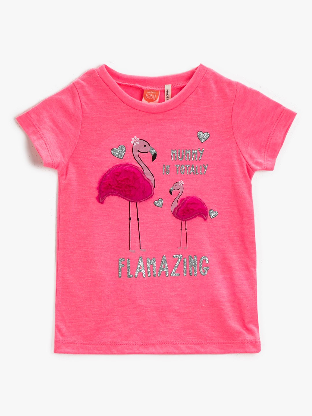 

Koton Girls Pink & Silver-Toned Typography Printed T-shirt